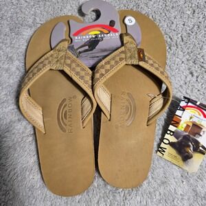 Rainbow Sandals The Bentley Leather Flip Flops Men's Small 7.5 8.5 EU 41 Brown
